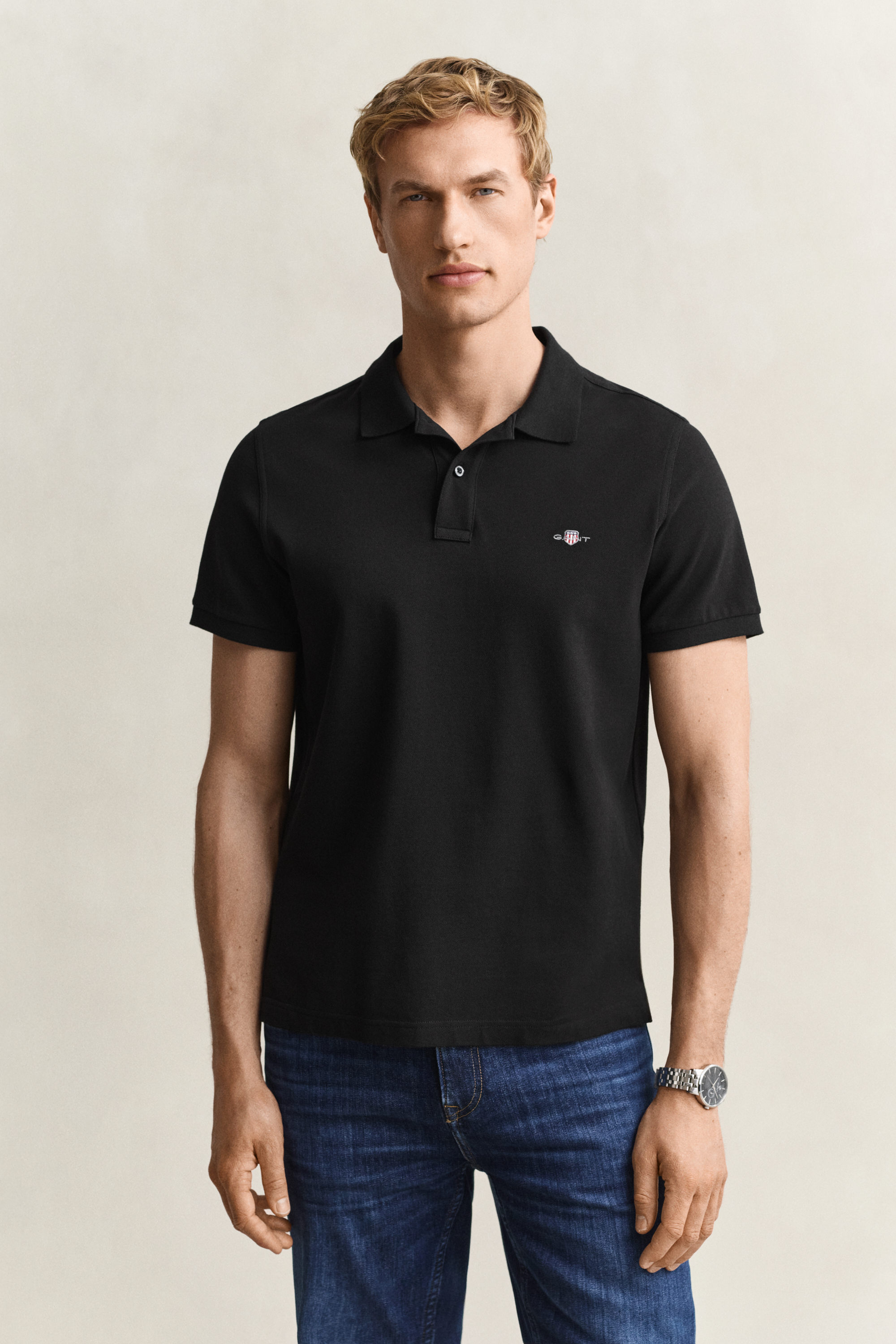 Gant Herren Schwarz Polo-Shirt Baumwoll-Piqué - Bild 6