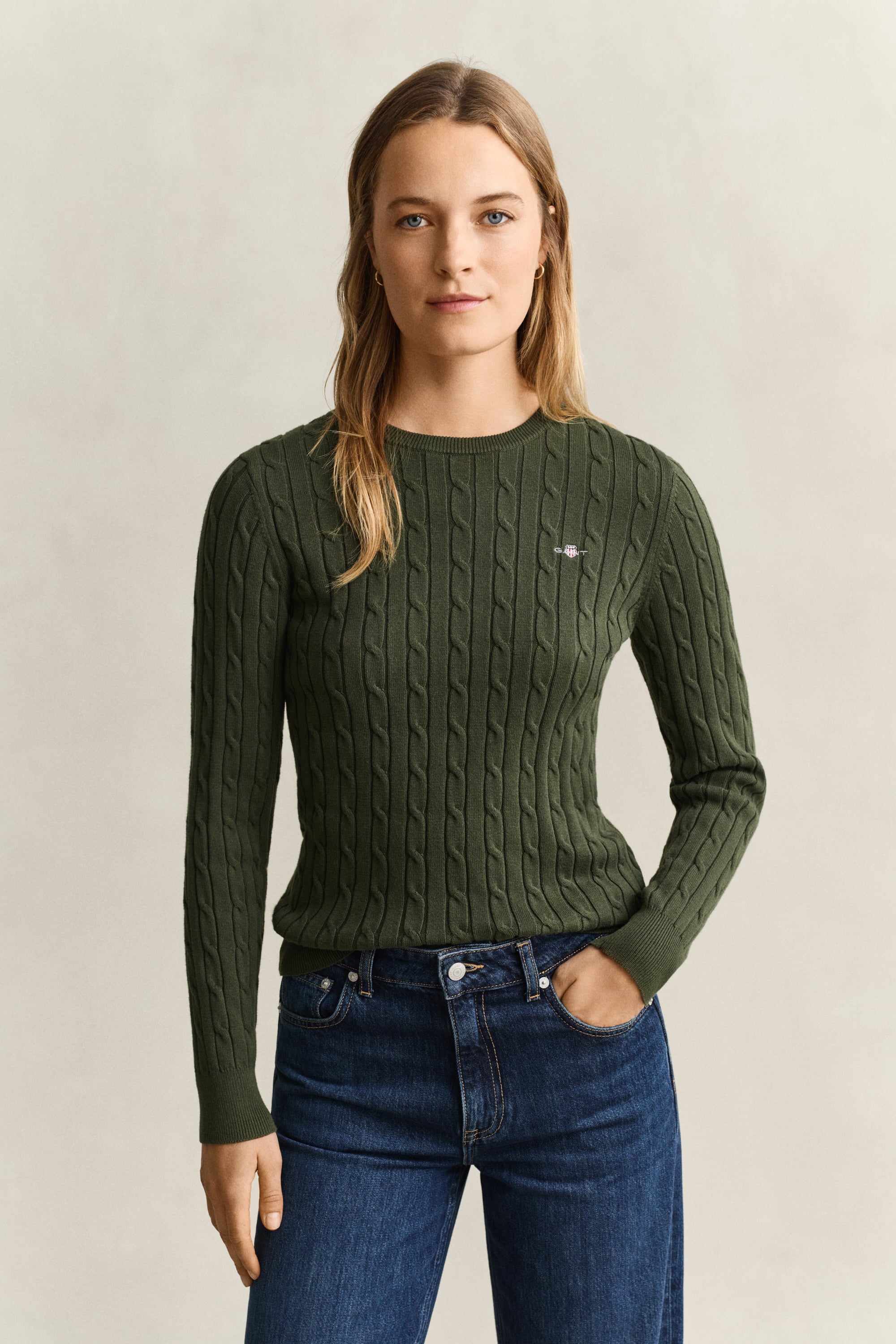 VAN GRAAF Gant Damen Khaki Pullover Baumwolle Grün, Mittel - Bild 4
