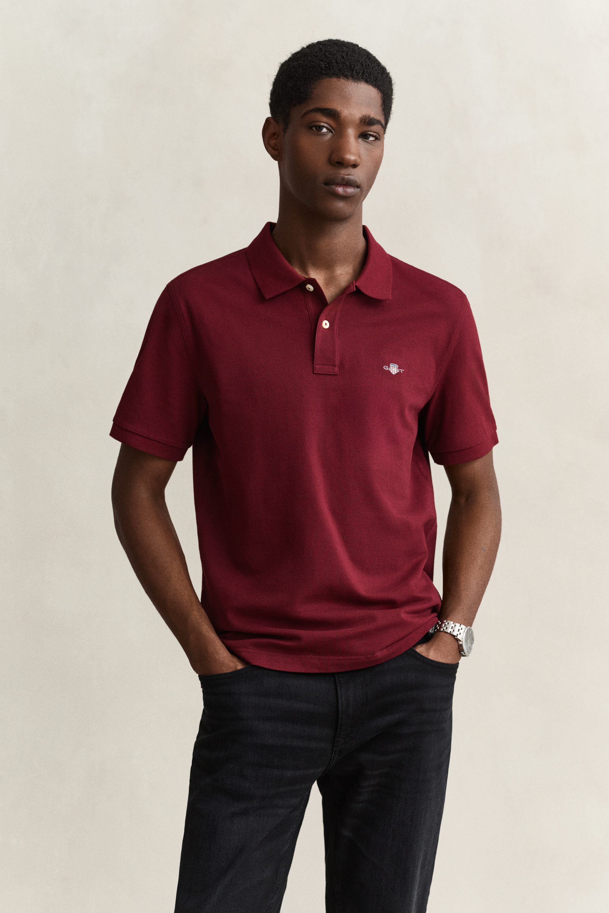 Gant Herren Bordeaux Für 2210 Poloshirt Regular Fit Klassisch Granatrot (S), Lässig, Weinrot, Baumwolle, Kurzarm, - Bild 4
