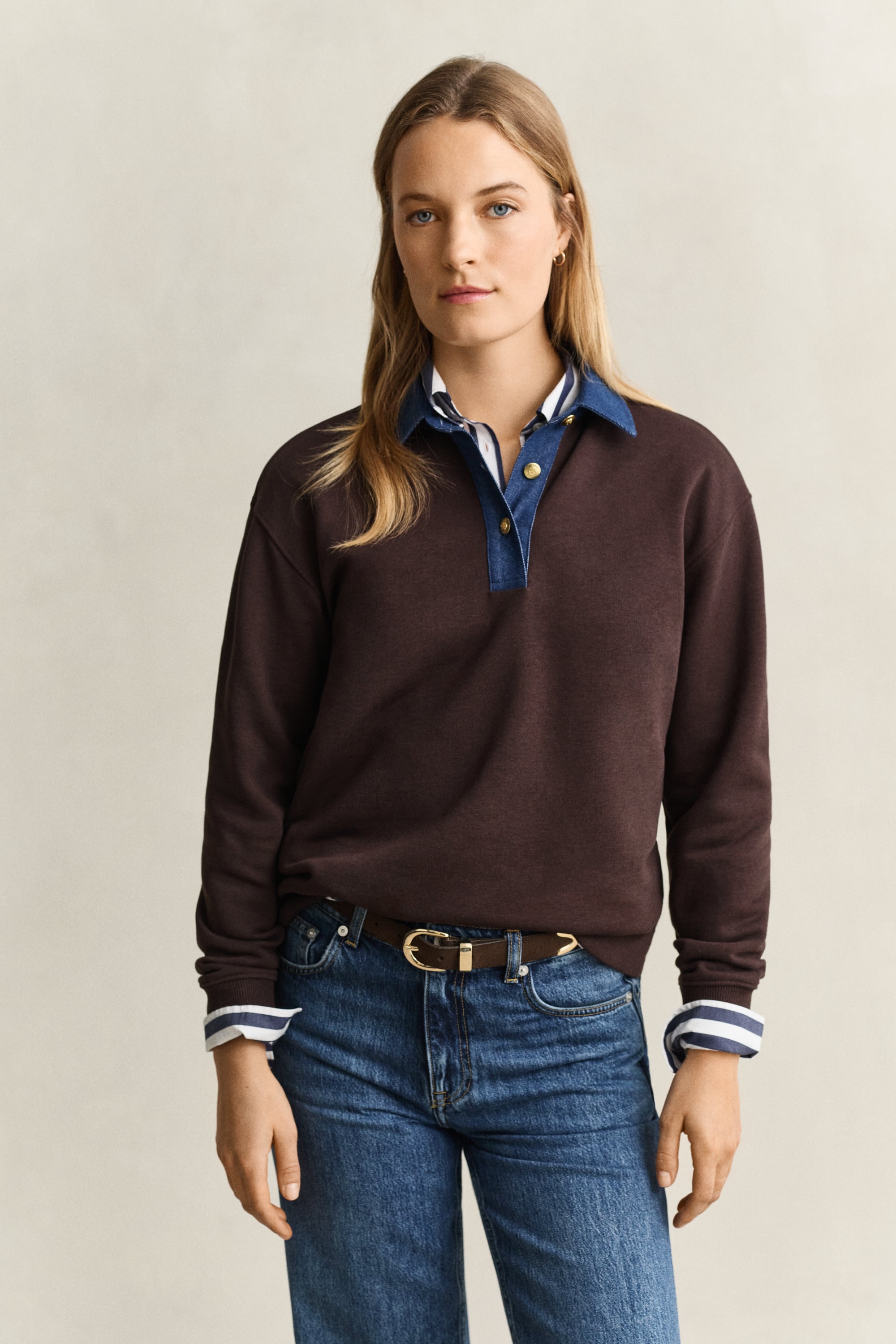 Gant Damen Braun Schweres Rugby-Polo In - Bild 3