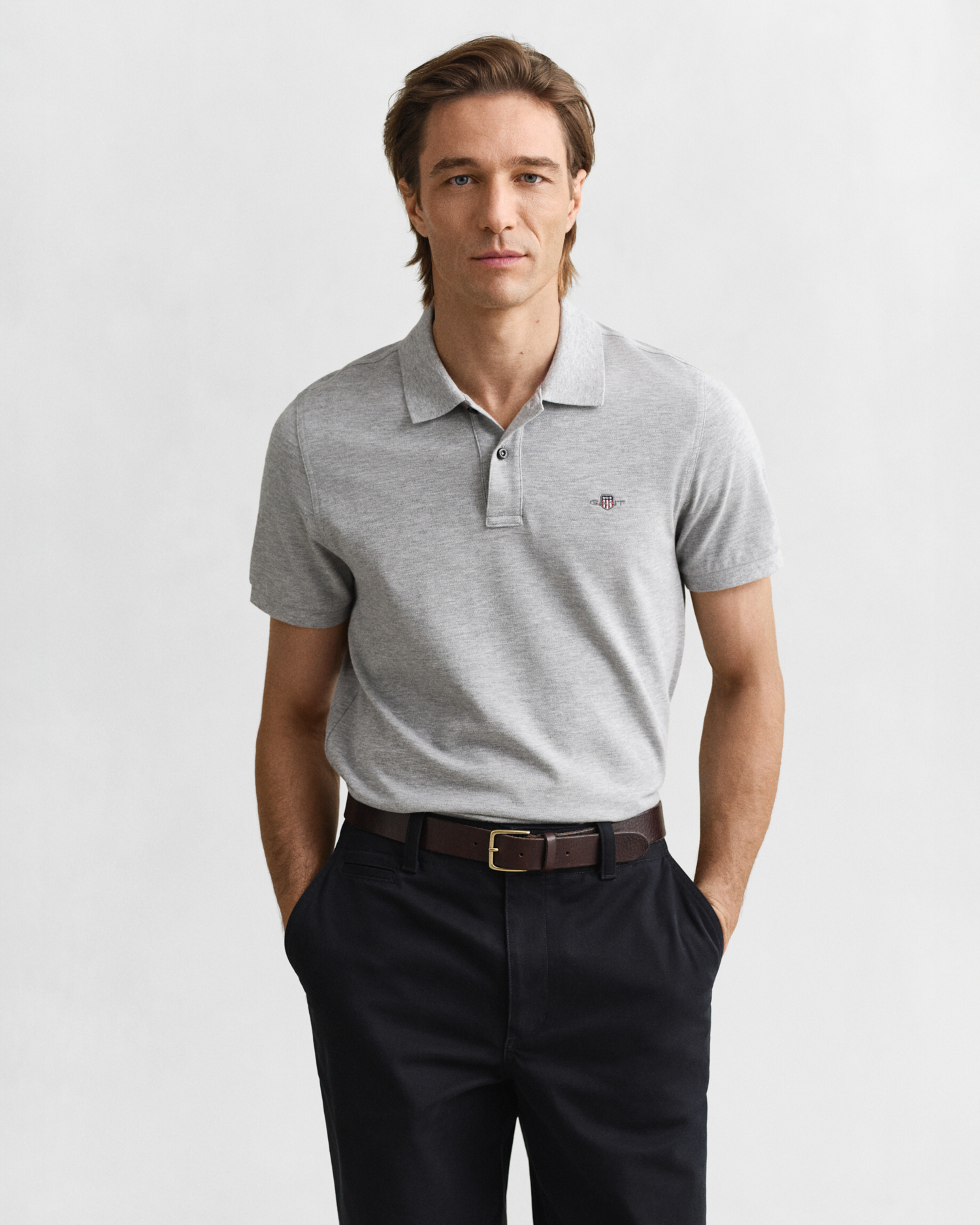 Gant Herren Poloshirt - Regular Shield Kurzarm Knopfleiste Pique Stickerei Grau Xl - Bild 9