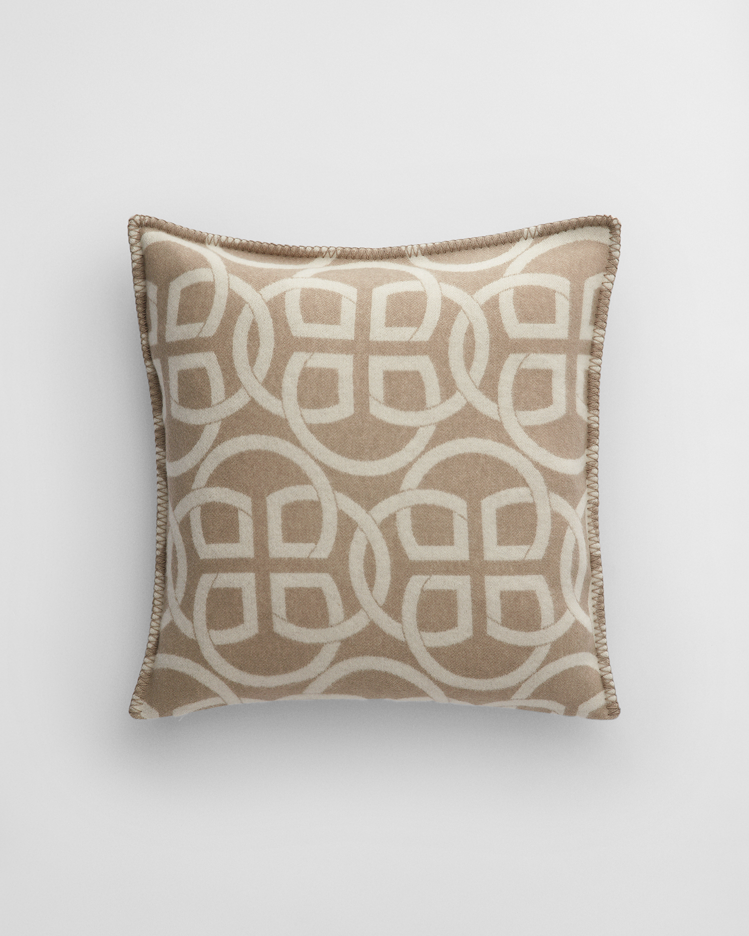 GANT Wohnaccessoires Monogram Kissenhülle aus Wolle (50x50) TAUPE BEIGE