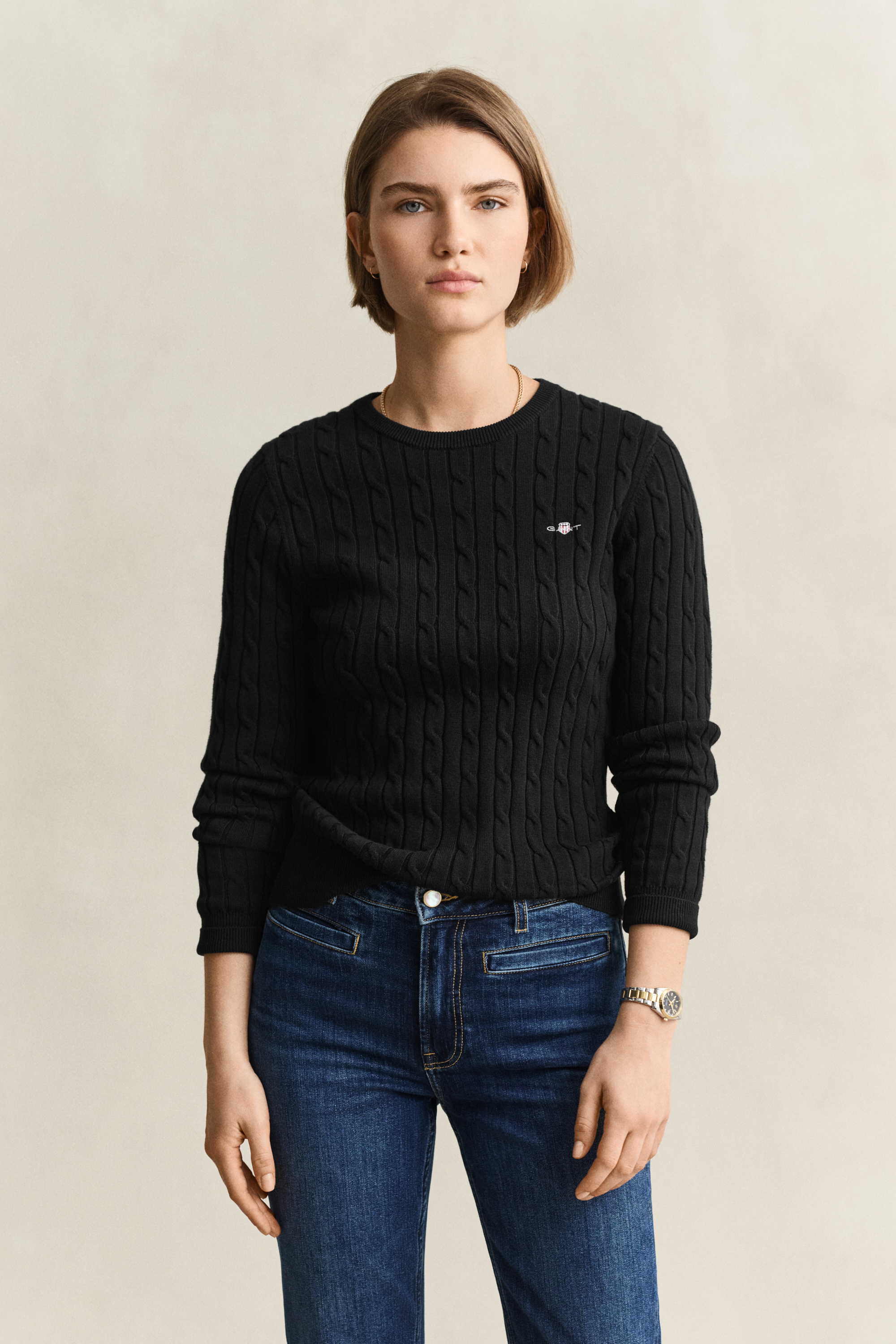Gant - Classic Zopfstrickpullover Black - Gr. - S - Bild 3