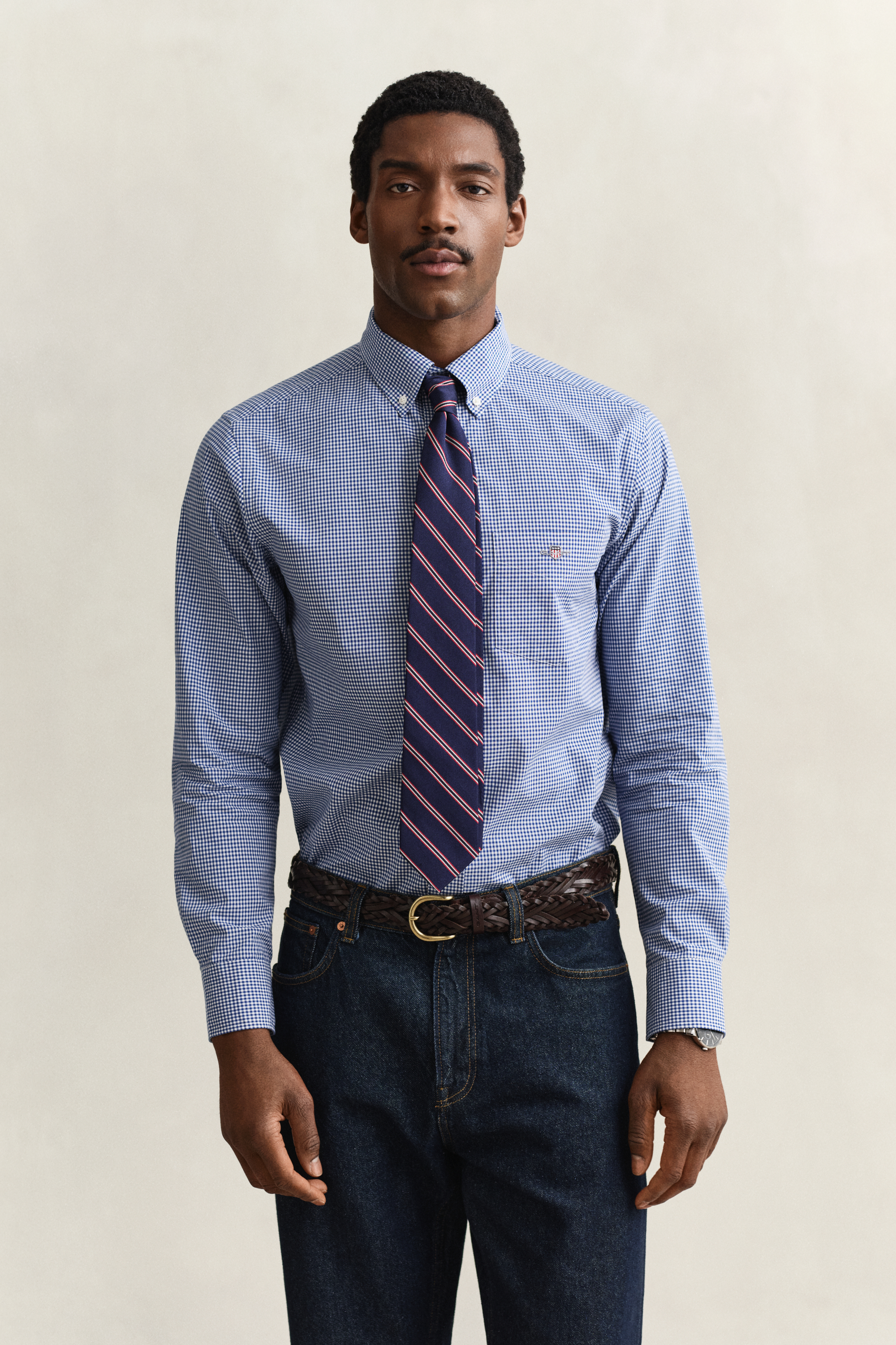 Gant Herren College Blau Gingham Classic Popeline Hemd (L)