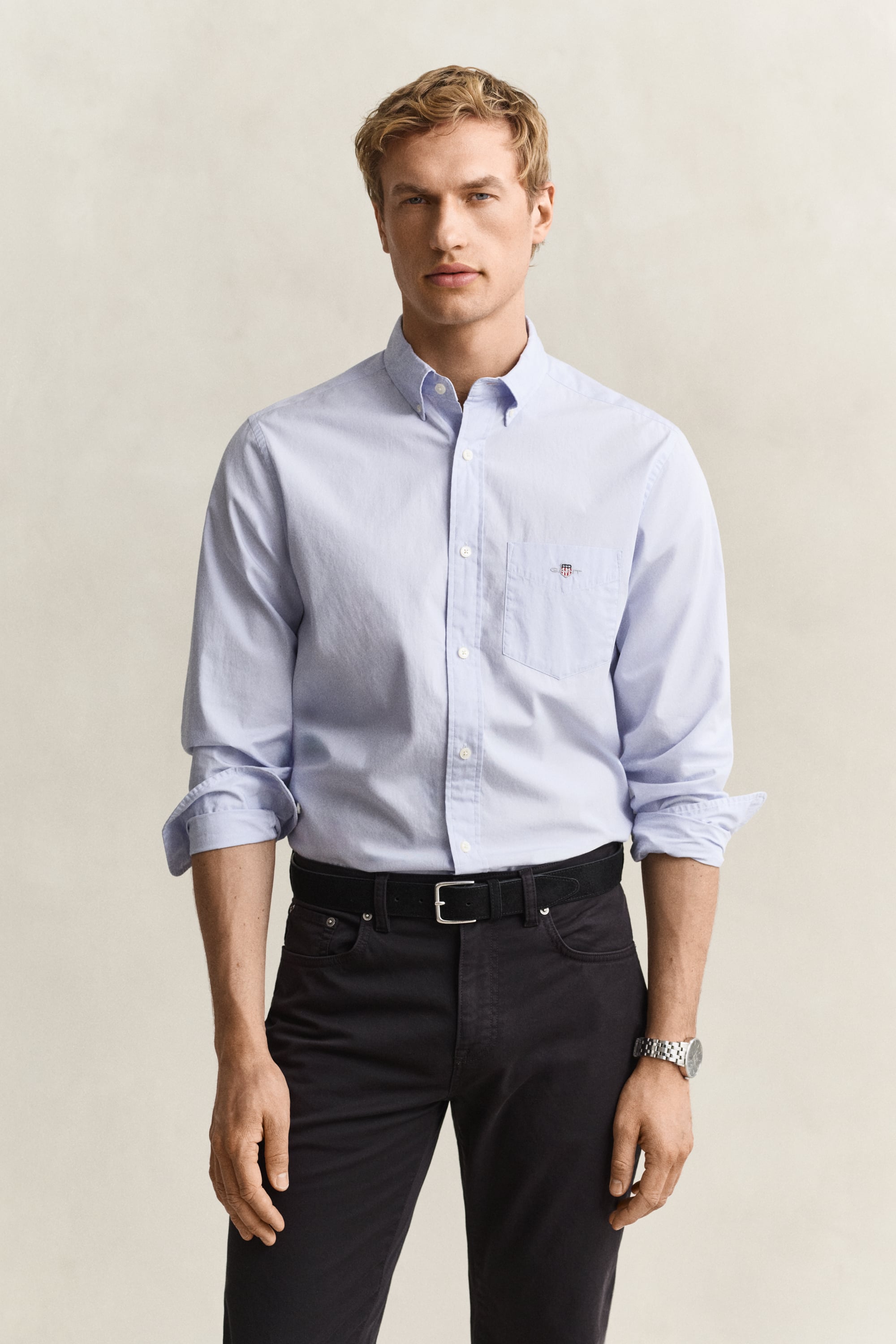 Gant Herren - Classic Regular Fit Popeline Hemd Light Blue - Gr. - L - Bild 9