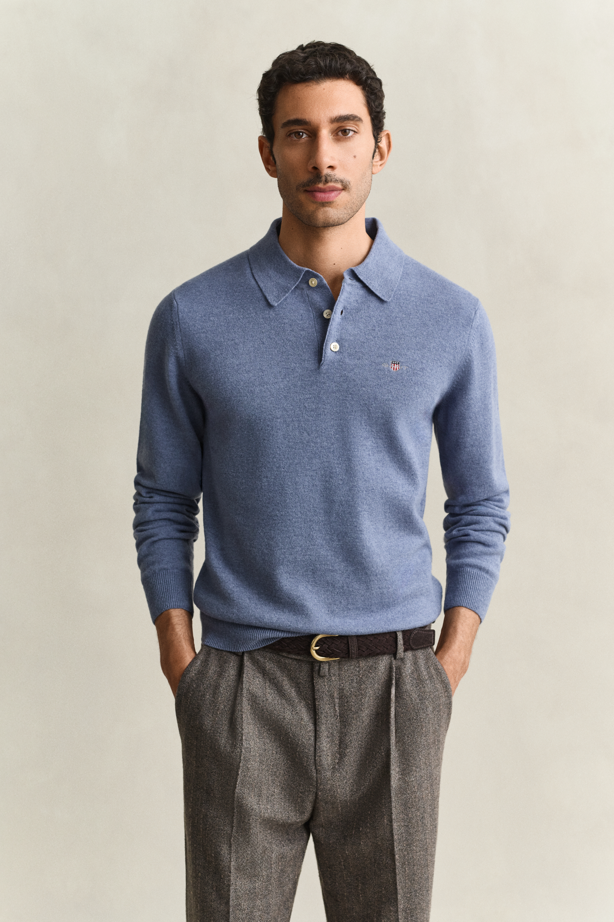 Gant Herren Blau Für 8060109 Poloshirt Aus Er Wolle (L), Lässig, Klassisch, Langarm - Bild 4