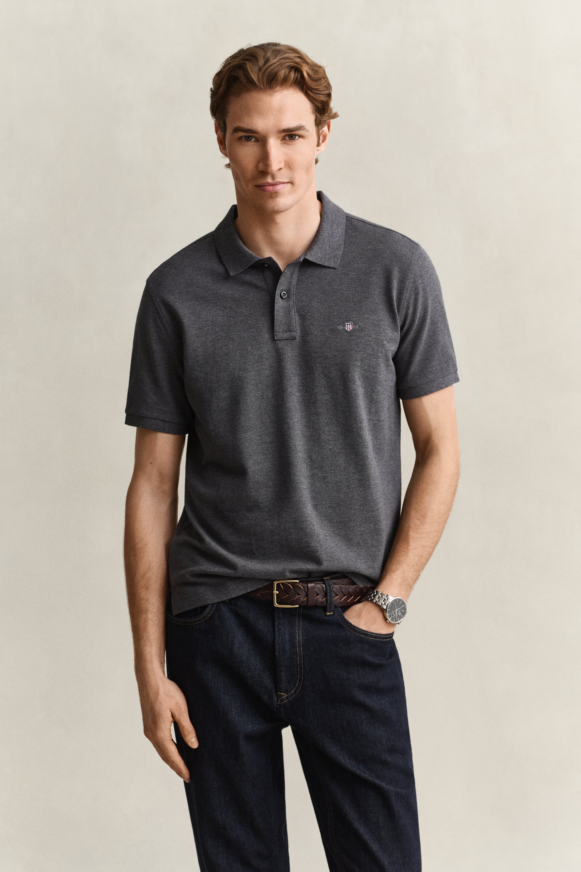 Gant Herren Dunkelgrau Poloshirt "Poloshirt Regular Shield Pique Polo 1Er Pack", Gr. M, Grau (Anthrazit), Obermaterial: 100% Baumwolle Co., Shirts - Bild 6