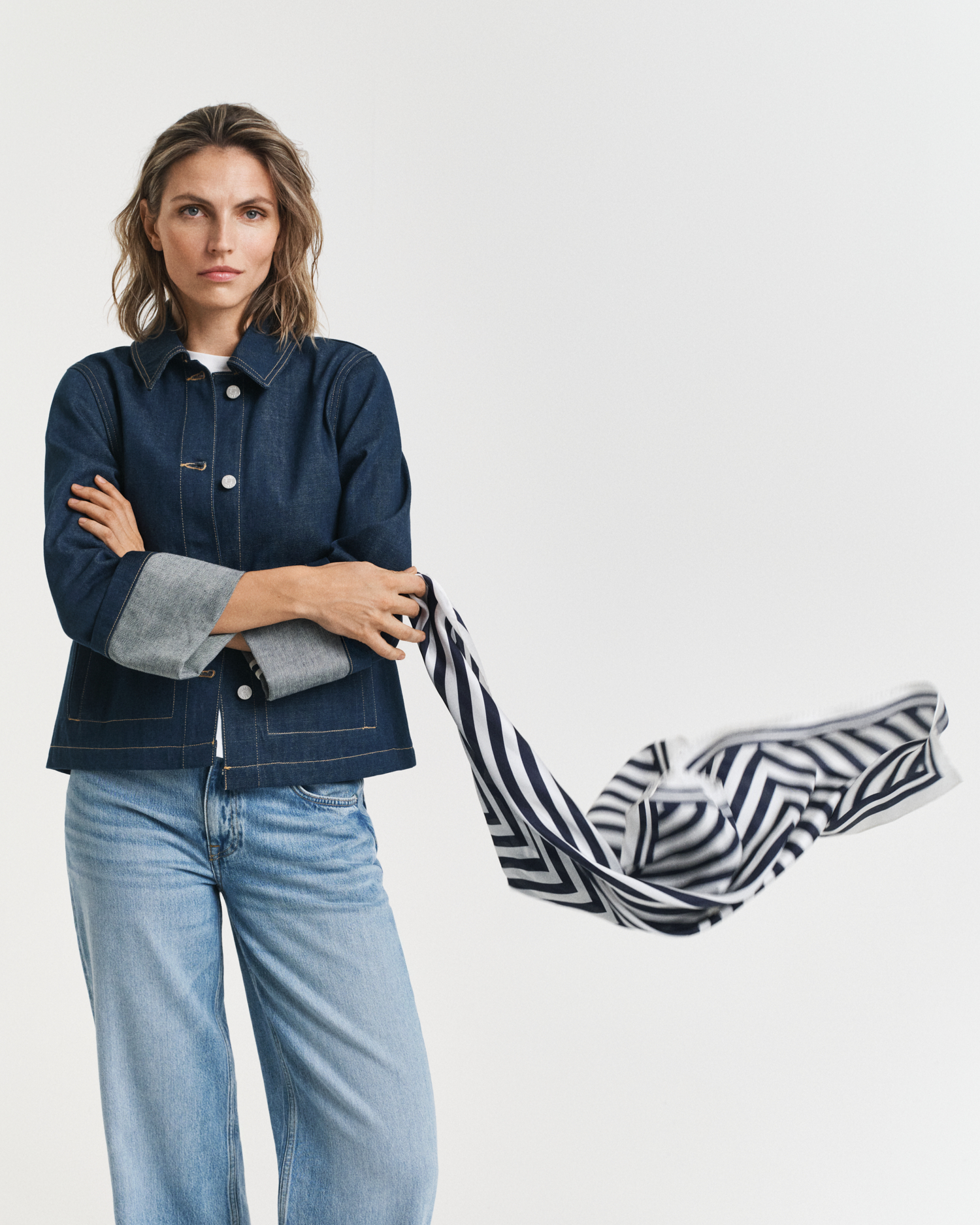 GANT Damen Chevron Seidenschal mit Print (ONE SIZE) EVENING Blau