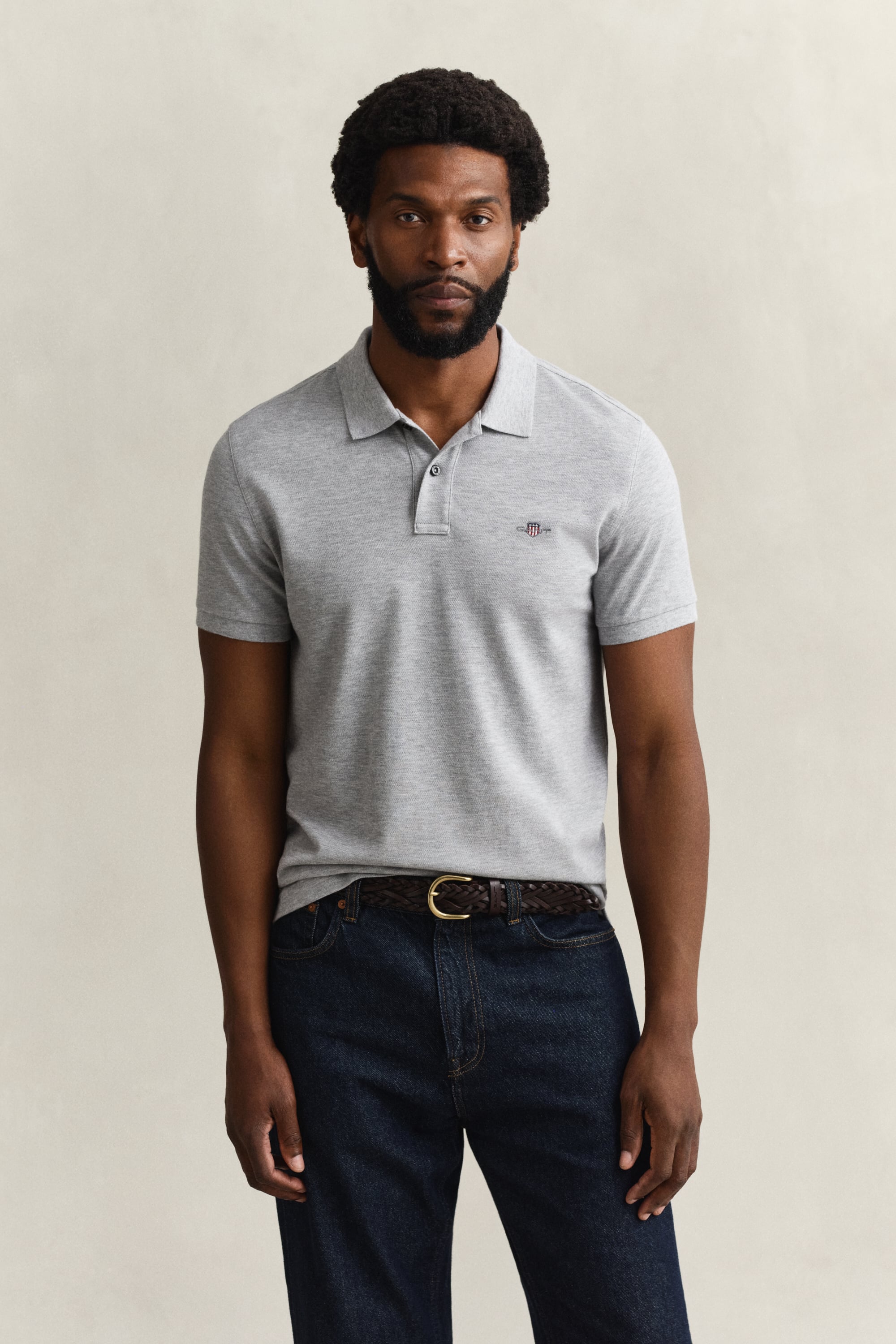 Gant Herren Grau Melange Classic Slim Fit Poloshirt (Xl) - Bild 5