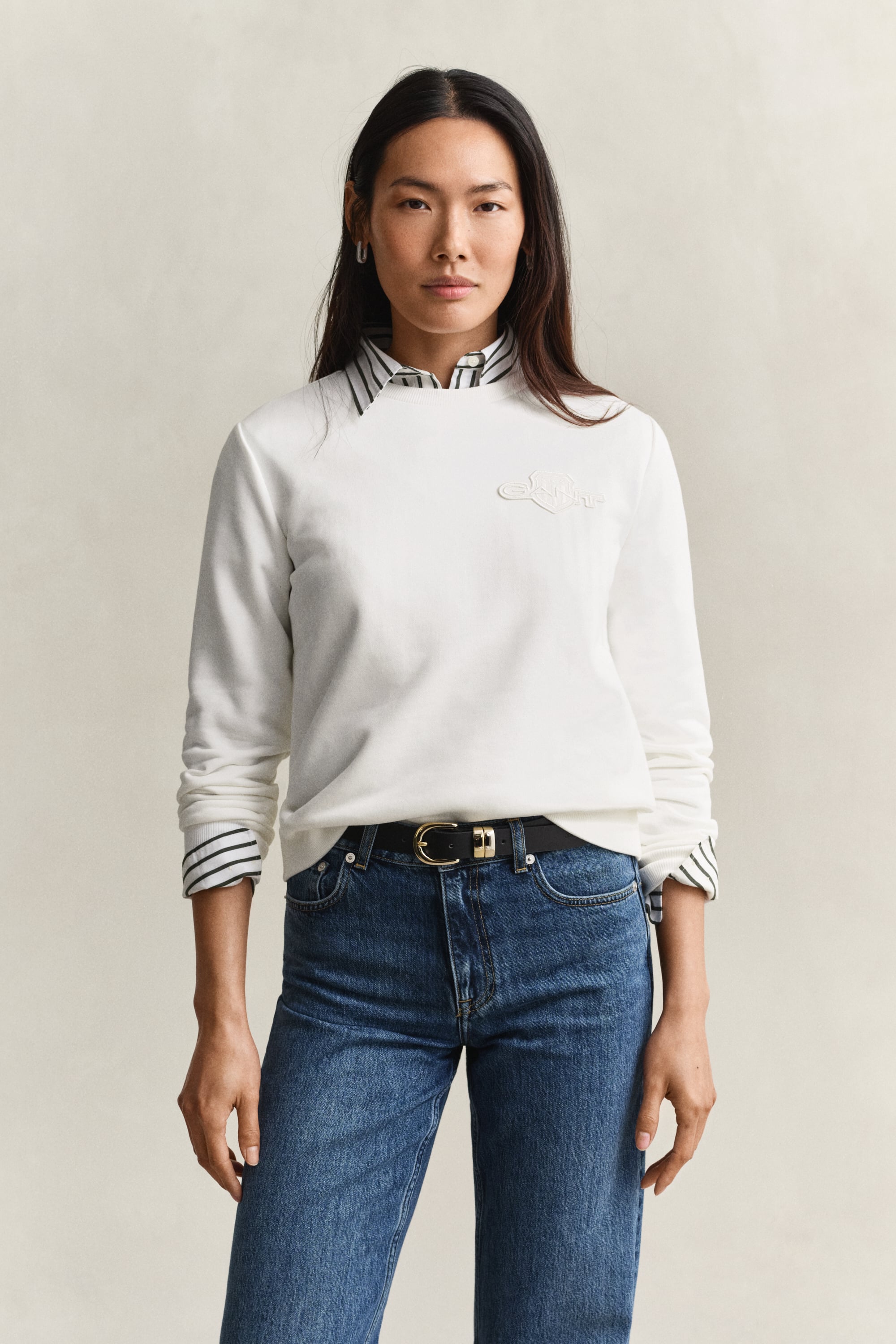Gant Damen "Reg Tonal Shield C-Neck Sweat", Ton In Ton Stickerei, Rundhals - Bild 3