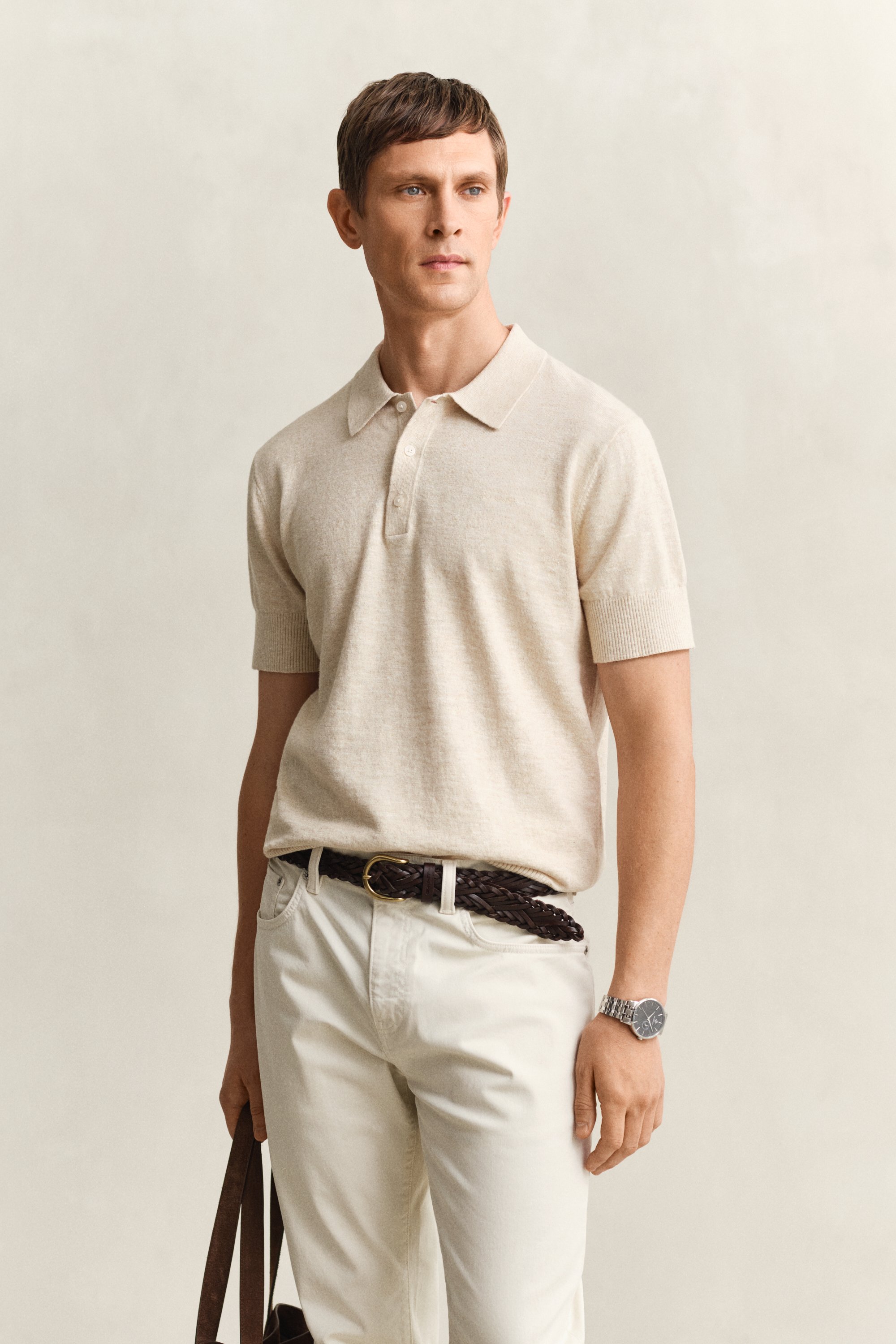 GANT Herren Kurzarm-Polopullover aus Baumwollmix-Flammgarn (XL) SEED MELANGE