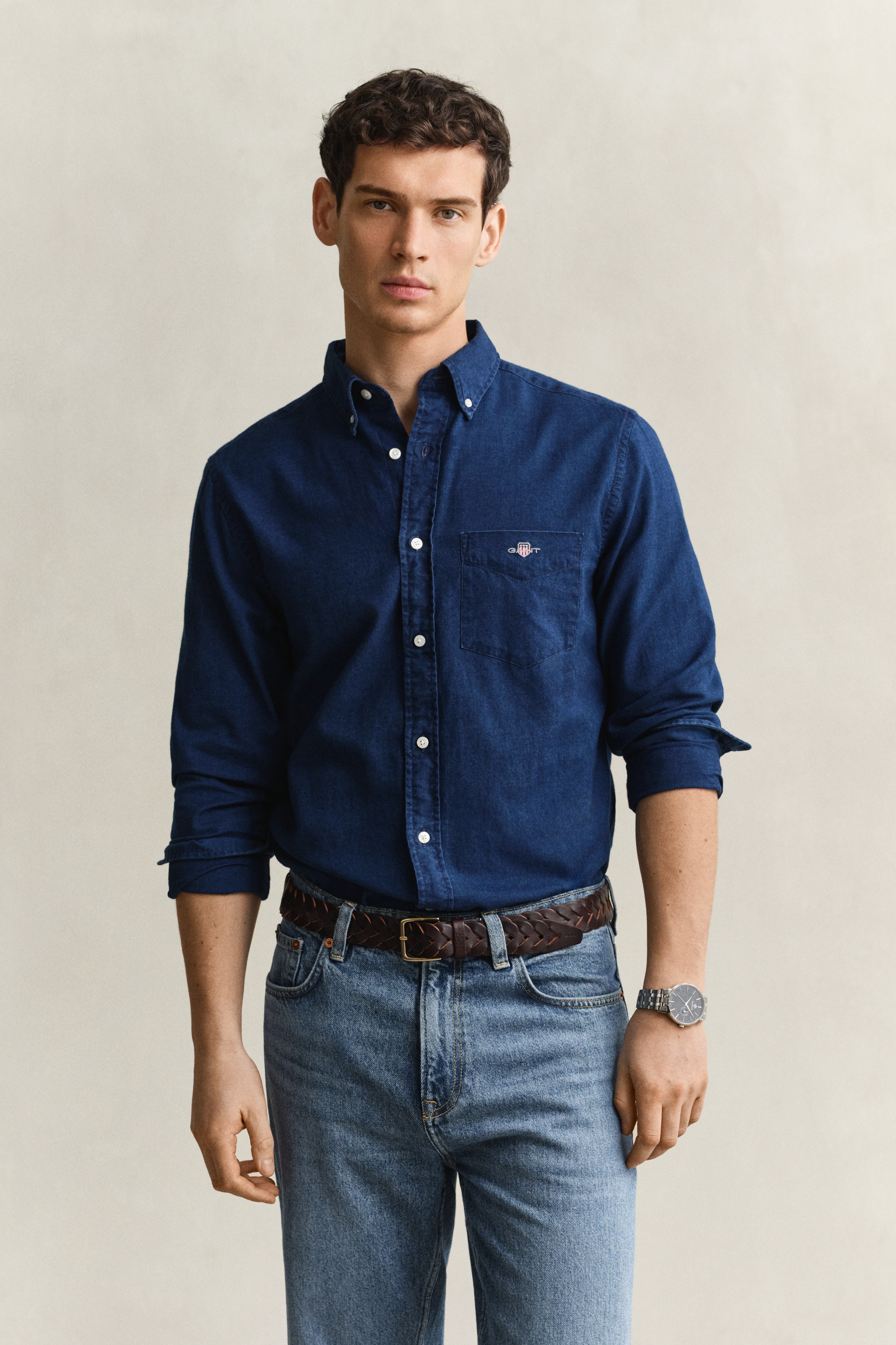 Gant Blau Jeanshemd Oxford M - Bild 3