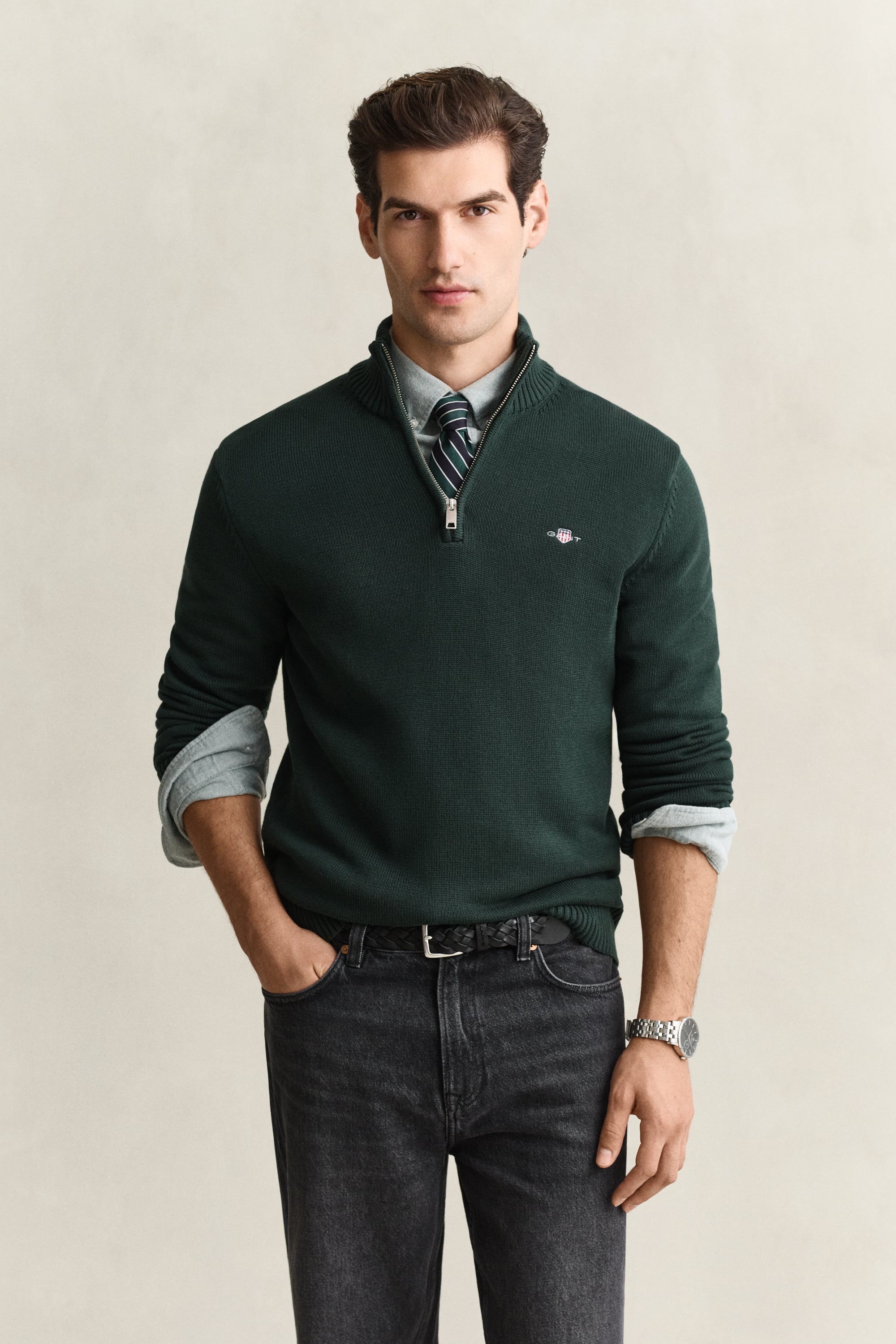 Gant Herren - Casual Troyer Aus Baumwolle Tartan Green - Gr. - Xl - Bild 5