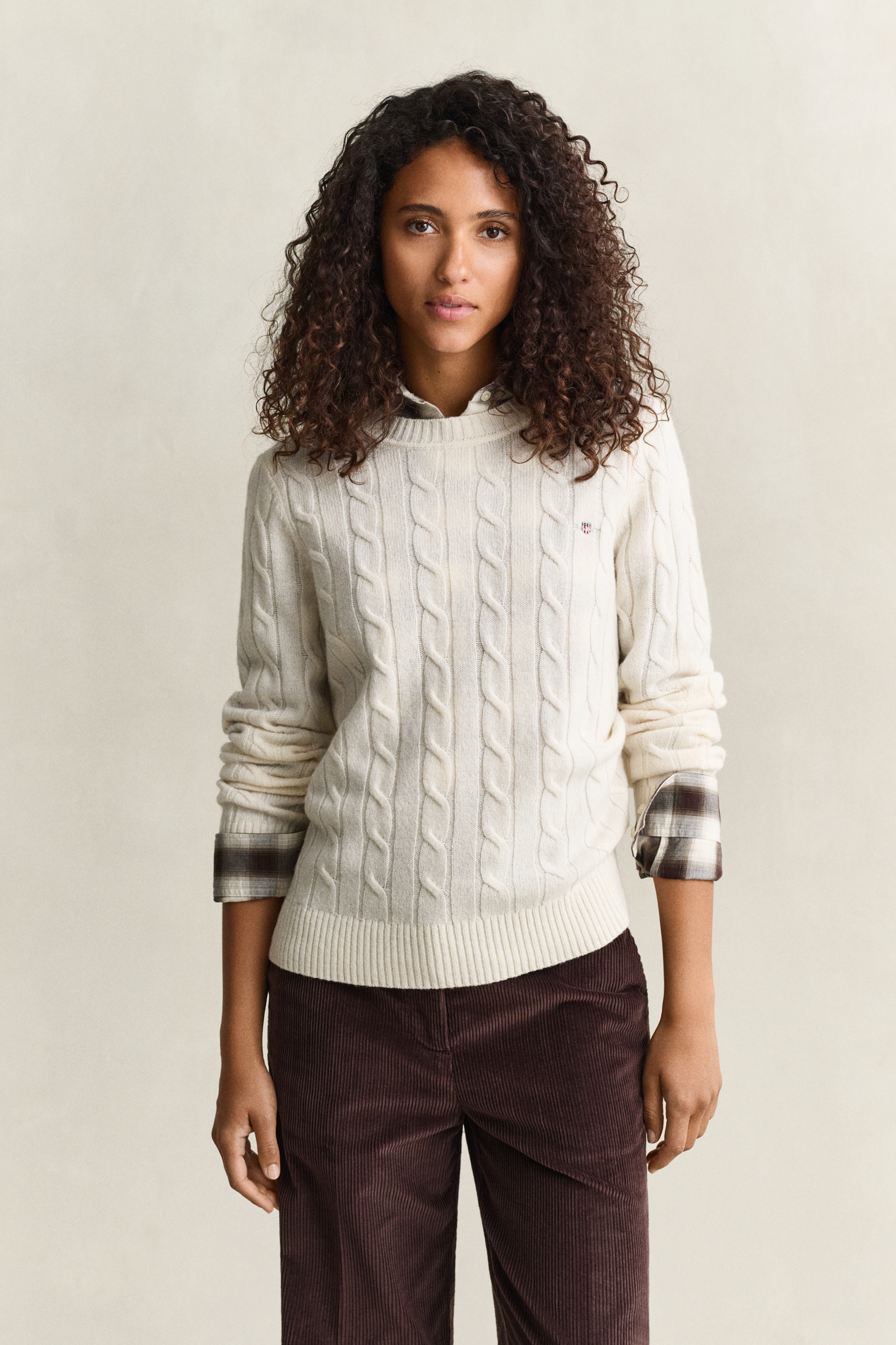 Gant Damen Cream Zopfstrickpullover Aus Lambswool (L) - Bild 6
