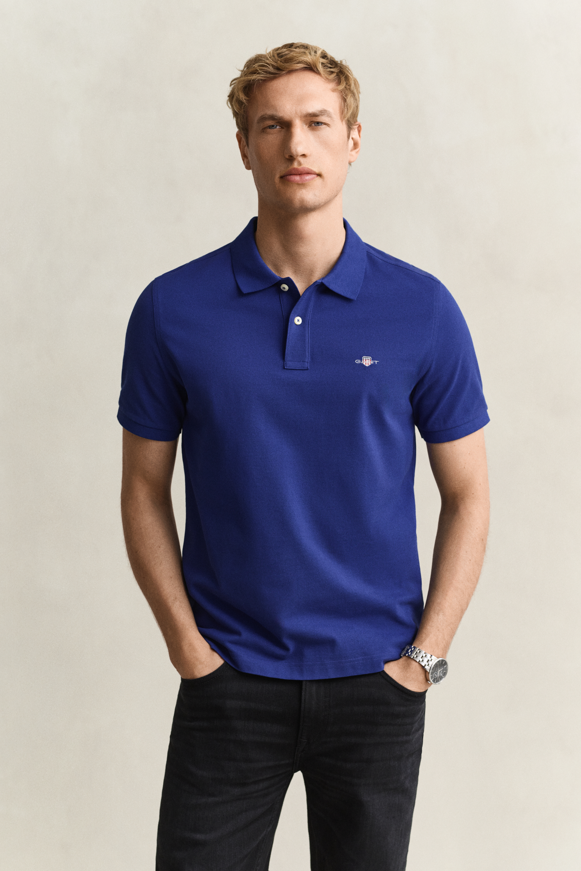 Hemden Gant Herren Blau Shield Regular Fit Poloshirt Kurzarm - Bild 4